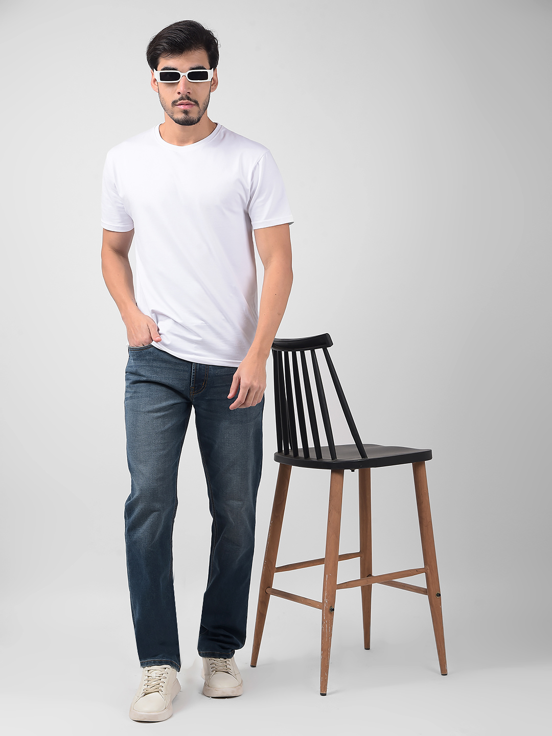 Numero Uno Men Solid Dark Blue Jeans